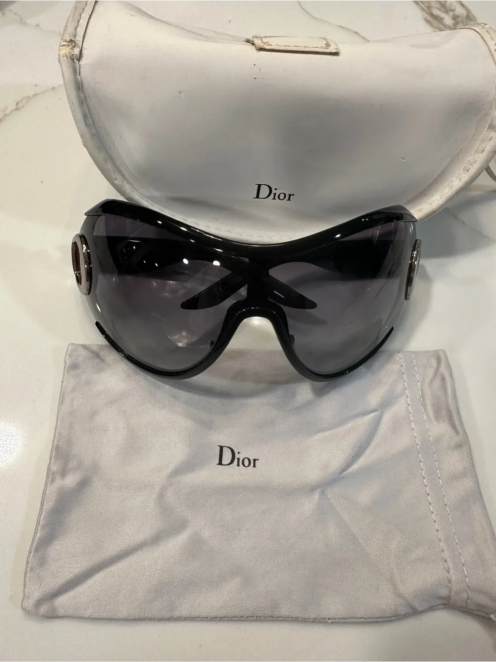 Dior Black Shield Sunglasses with Dark Smoke Lenses